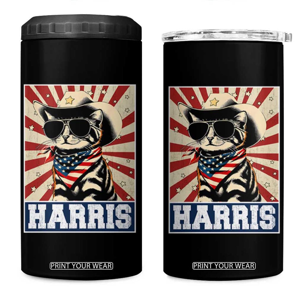 Kamala Madam President 4 in 1 Can Cooler Tumbler Harris Funny Cat Lady TB10 One Size: 16 oz Black Print Your Wear