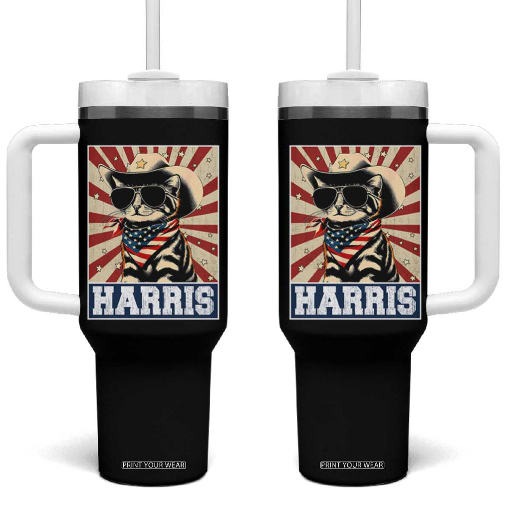 Kamala Madam President Tumbler With Handle Harris Funny Cat Lady TB10 One Size: 40 oz Black Print Your Wear