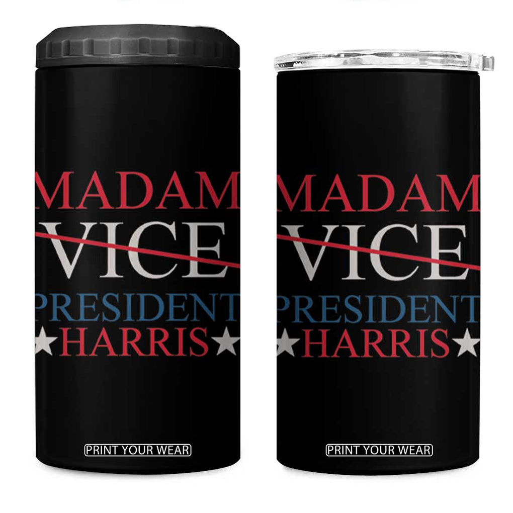 Harris 2024 4 in 1 Can Cooler Tumbler Madam President Fans Of Kamala TB10 One Size: 16 oz Black Print Your Wear