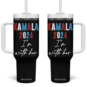 Kamala 2024 I'm With Her Tumbler With Handle Vote Madam Harris For President TB10 One Size: 40 oz Black Print Your Wear