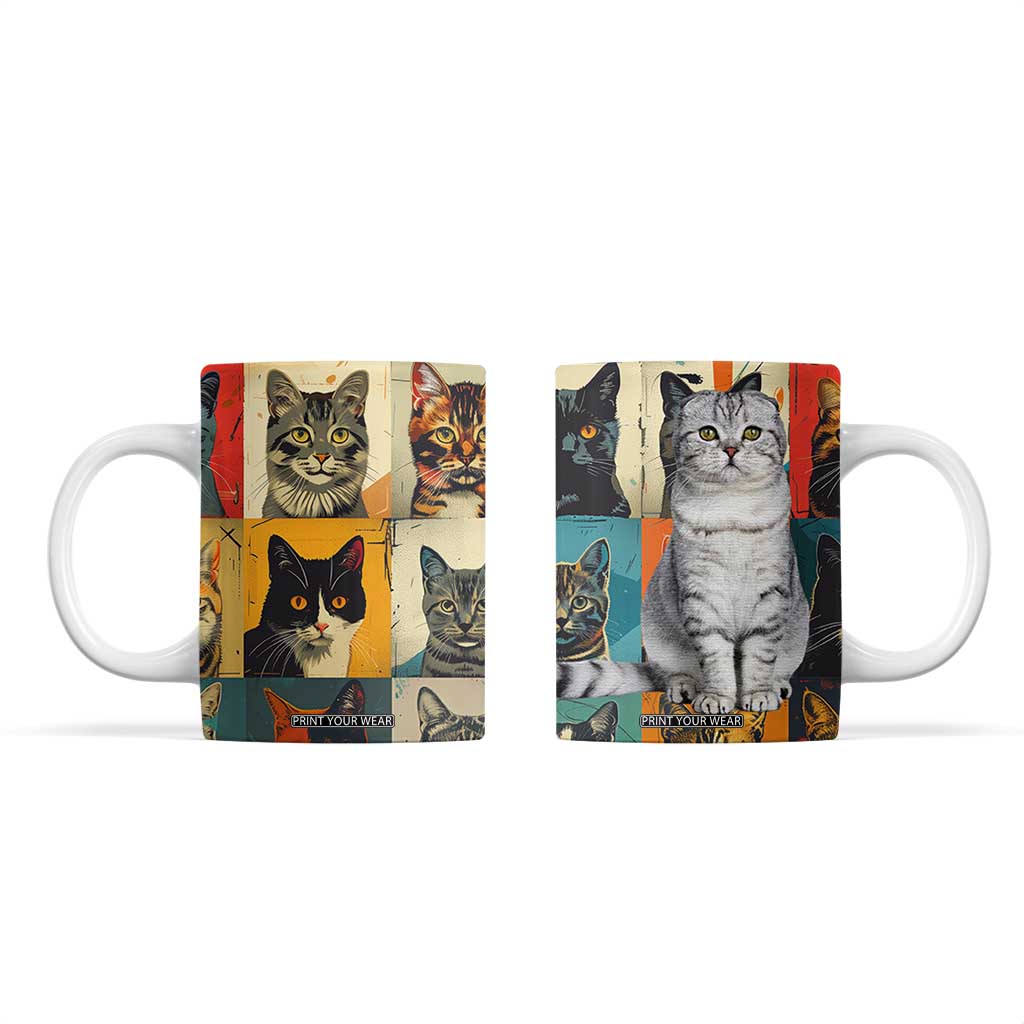 Cat Lover Gifts Coffee Mug Retro Cat Collage Poster TB10 White Print Your Wear
