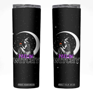 Halloween Gothic Witch Skinny Tumbler Feeling Witchy Vibes Black Cat TB10 Black Print Your Wear