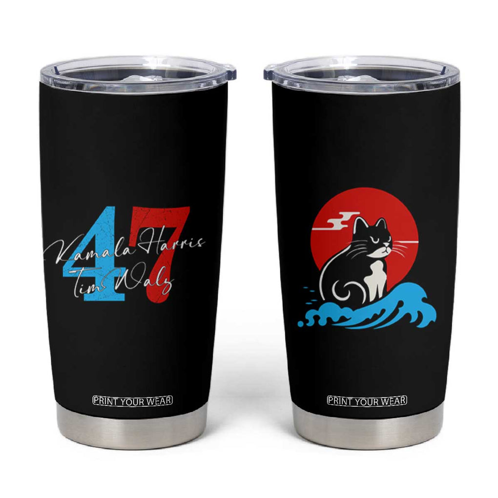 2024 President Kamala Harris Tim Walz Tumbler Cup Funny Cat Ladies for Kamala TB10 Black Print Your Wear