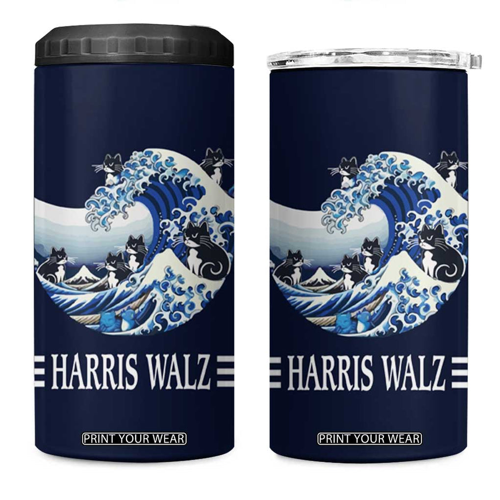 Harris Walz 2024 Election 4 in 1 Can Cooler Tumbler Vote Blue Wave Funny Cats For Kamala TB10 One Size: 16 oz Navy Print Your Wear