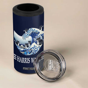 Harris Walz 2024 Election 4 in 1 Can Cooler Tumbler Vote Blue Wave Funny Cats For Kamala TB10 Print Your Wear