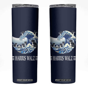 Harris Walz 2024 Election Skinny Tumbler Vote Blue Wave Funny Cats For Kamala TB10 Navy Print Your Wear