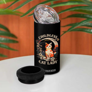 Childless Cat Lady for Kamala Harris 2024 Election 4 in 1 Can Cooler Tumbler Madam President Kawaii Anime Japanese TB10 Print Your Wear