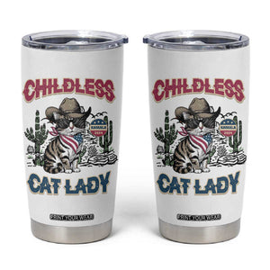 Harris 2024 Election Voting Tumbler Cup Cowboy Cat Childless Cat Lady For Kamala TB10 White Print Your Wear