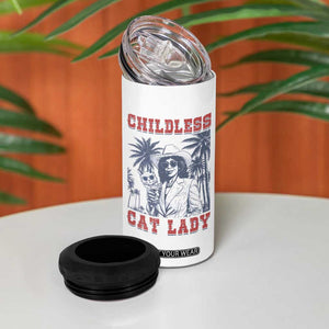 Harris 2024 Election 4 in 1 Can Cooler Tumbler Childless Cat Lady, Ladies for Kamala Madam President TB10 Print Your Wear