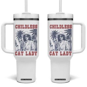 Harris 2024 Election Tumbler With Handle Childless Cat Lady, Ladies for Kamala Madam President TB10 One Size: 40 oz White Print Your Wear