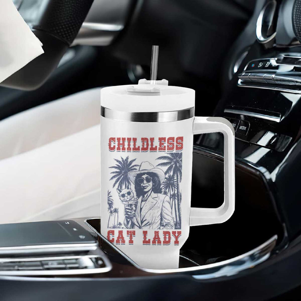 Harris 2024 Election Tumbler With Handle Childless Cat Lady, Ladies for Kamala Madam President TB10 Print Your Wear