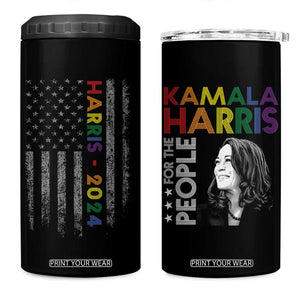 Kamala Harris LGBTQ Gay Pride Lesbian For The People 2024 Election 4 in 1 Can Cooler Tumbler American Flag First woman Madam President TB10 One Size: 16 oz Black Print Your Wear