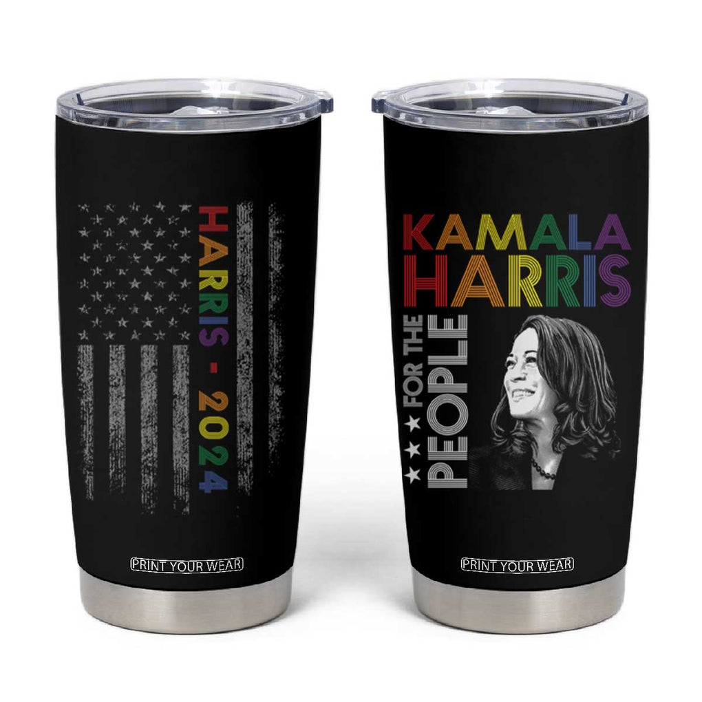 Kamala Harris LGBTQ Gay Pride Lesbian For The People 2024 Election Tumbler Cup American Flag First woman Madam President TB10 Black Print Your Wear