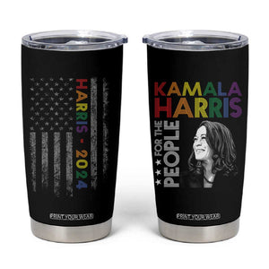 Kamala Harris LGBTQ Gay Pride Lesbian For The People 2024 Election Tumbler Cup American Flag First woman Madam President TB10 Black Print Your Wear