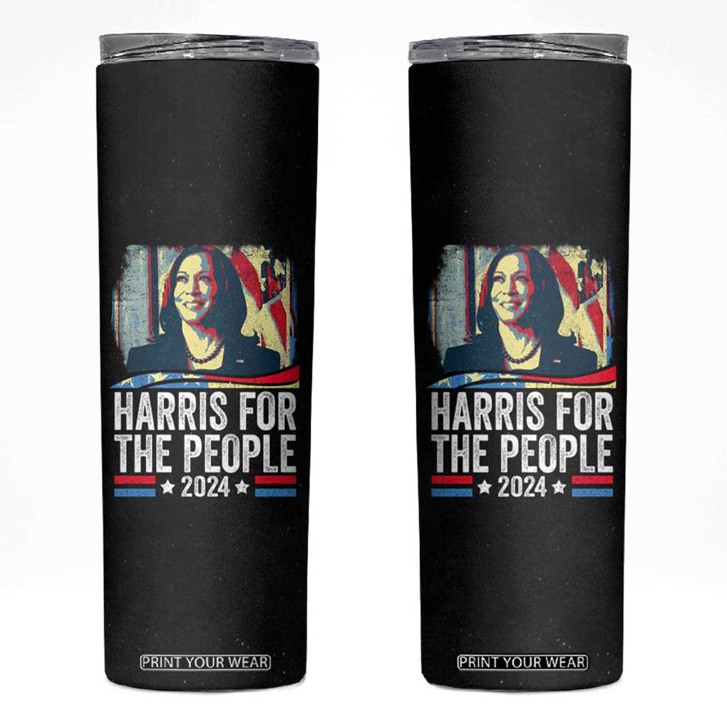 Kamala Harris For The People 2024 Election Skinny Tumbler American Flag First woman Madam President TB10 Black Print Your Wear