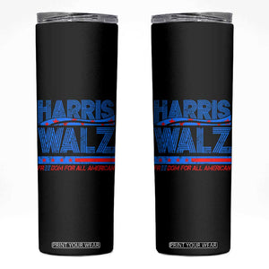 Kamala Harris 2024 Flag Skinny Tumbler Madam President Freedom For All American USA America 2024 Election TB10 Black Print Your Wear