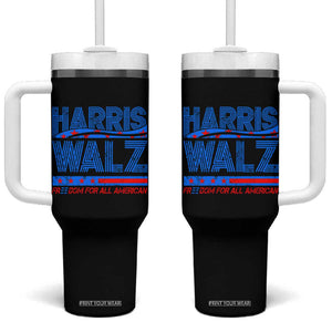 Kamala Harris 2024 Flag Tumbler With Handle Madam President Freedom For All American USA America 2024 Election TB10 One Size: 40 oz Black Print Your Wear