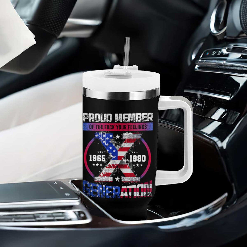 Proud Member Fck Your Feelings X Generation Tumbler With Handle Funny Gen X American Flag TB10 Print Your Wear