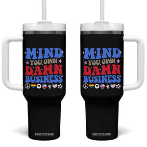 Kamala Harris Tim Walz 2024 Election Tumbler With Handle Harris Walz Mind Your Own Damn Business TB10 One Size: 40 oz Black Print Your Wear