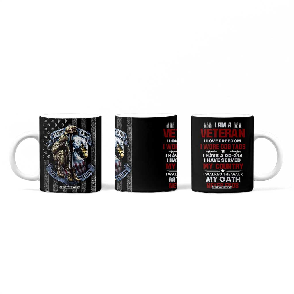 Proud Veteran Coffee Mug DD-214 Armed Forces Military Alumni American Flag TB10 Print Your Wear