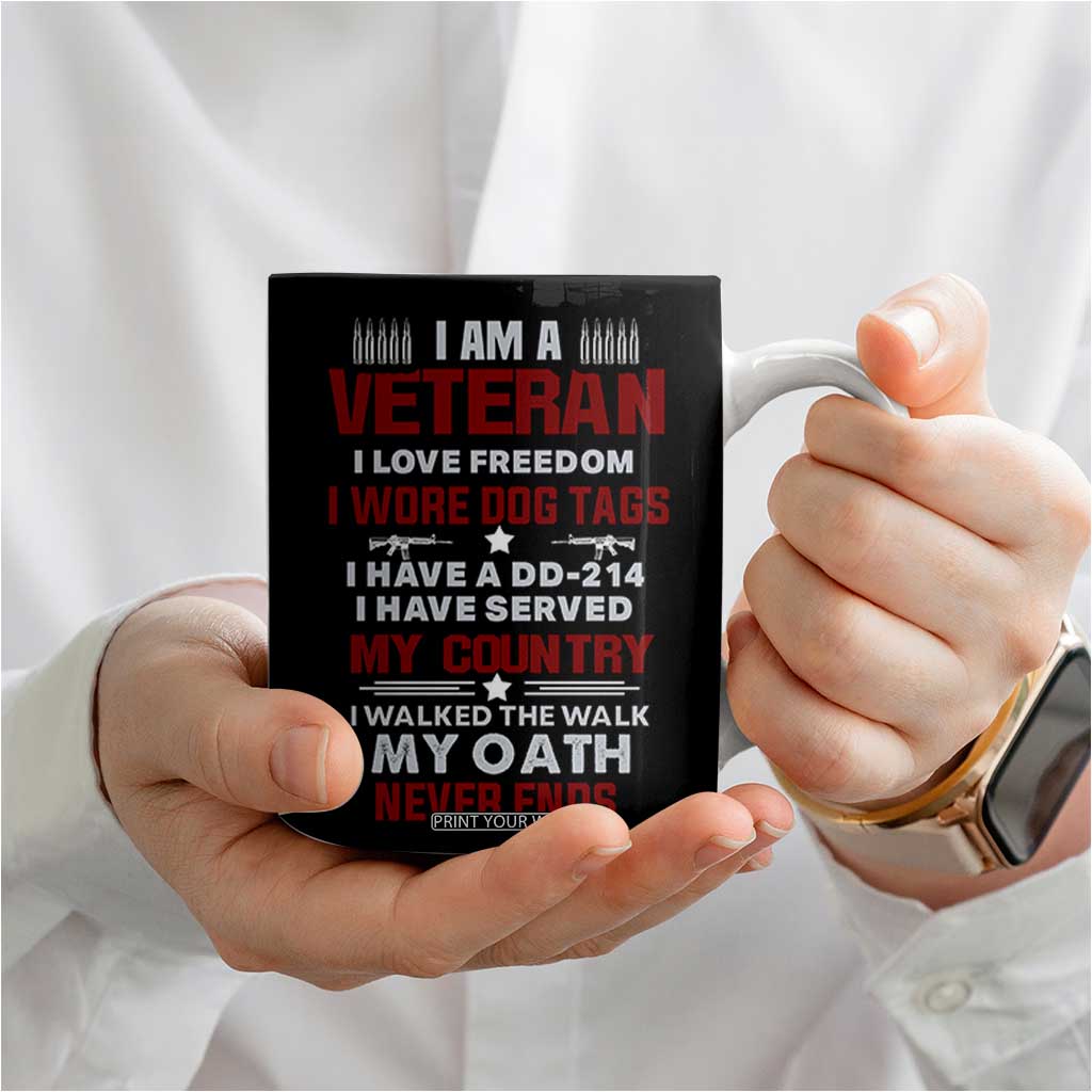 Proud Veteran Coffee Mug DD-214 Armed Forces Military Alumni American Flag TB10 Print Your Wear