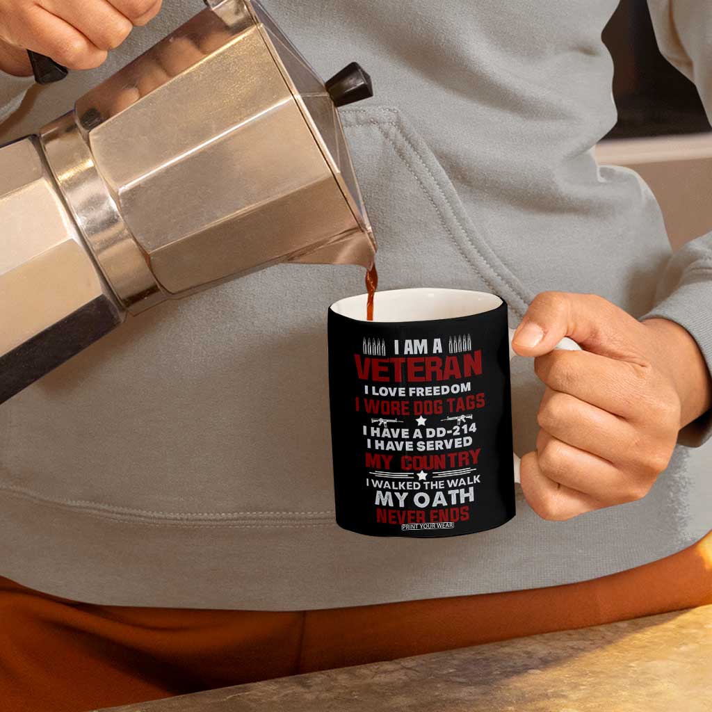 Proud Veteran Coffee Mug DD-214 Armed Forces Military Alumni American Flag TB10 Print Your Wear