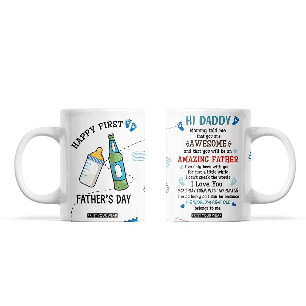 First Fathers Day Coffee Mug New Baby 1st Daddy Gifts Ideas TB10 White Print Your Wear