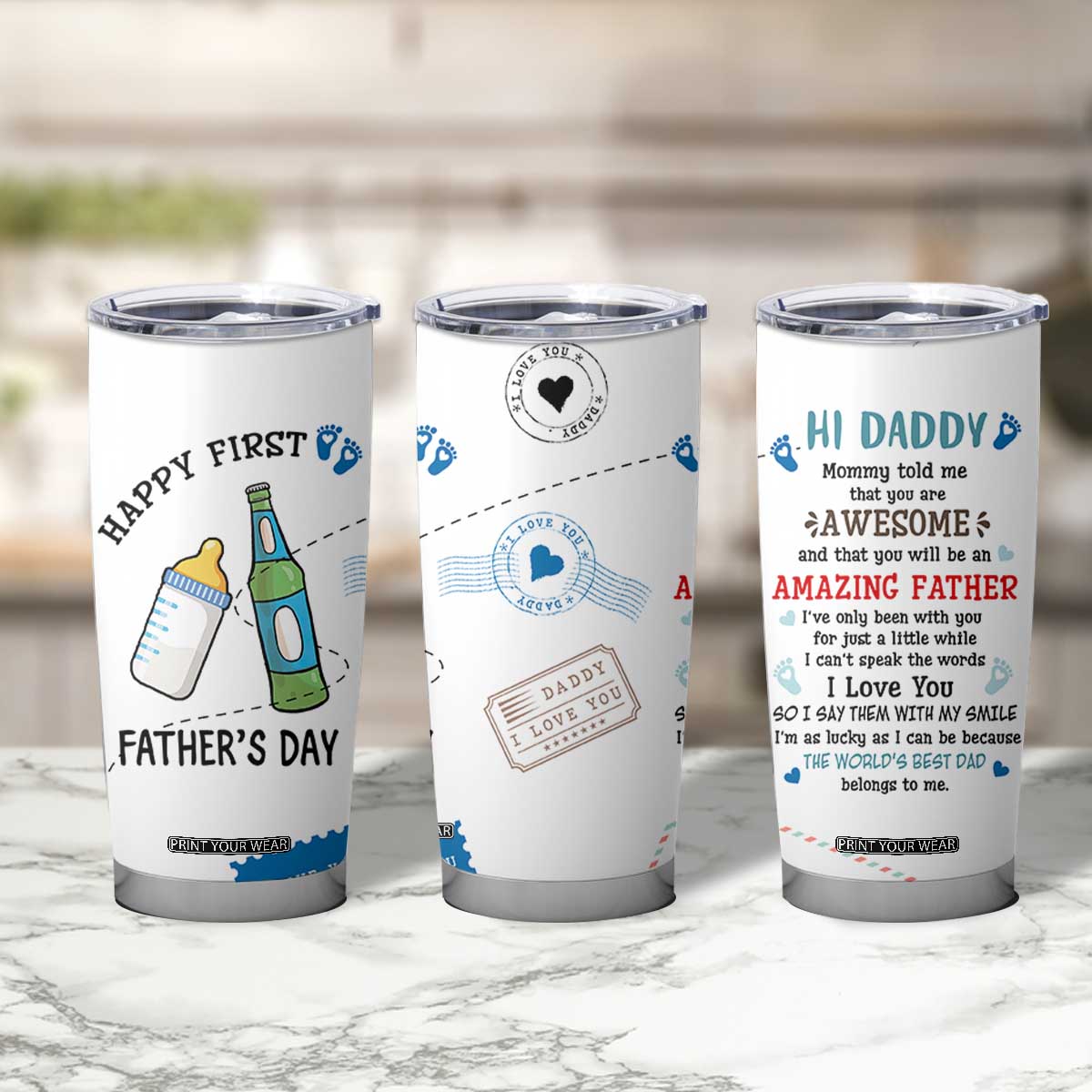 First Fathers Day Tumbler Cup New Baby 1st Daddy Gifts Ideas TB10 Print Your Wear