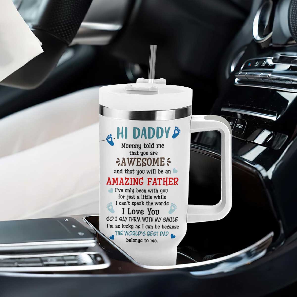 First Fathers Day Tumbler With Handle New Baby 1st Daddy Gifts Ideas TB10 Print Your Wear