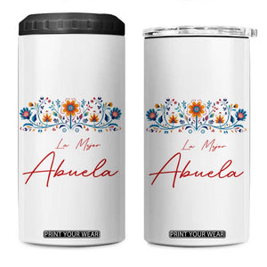 Grandma Gifts in Spanish 4 in 1 Can Cooler Tumbler La Mejor Abuela Gift TB10 One Size: 16 oz White Print Your Wear