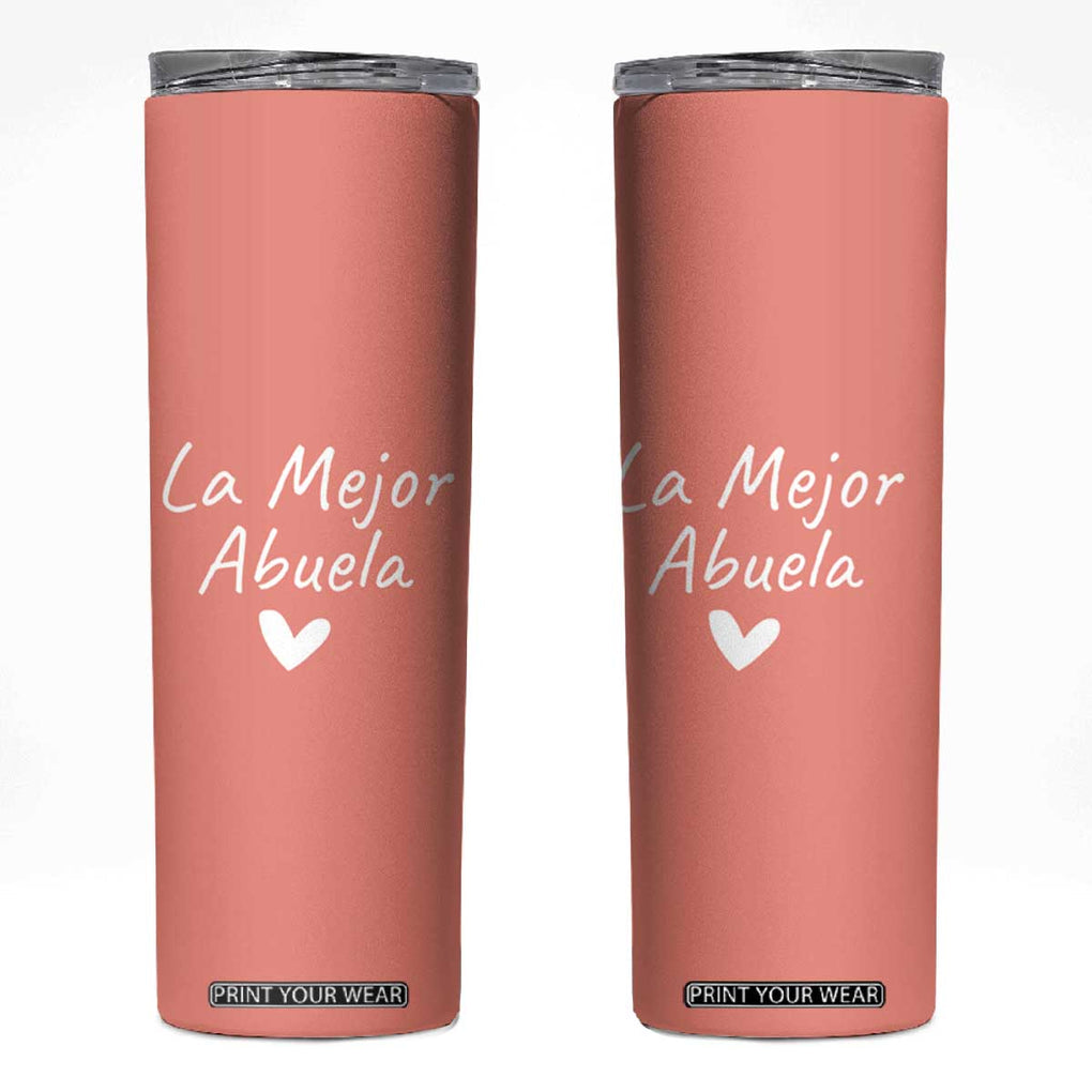 Grandma Gifts in Spanish Skinny Tumbler La Mejor Abuela TB10 Peach Print Your Wear