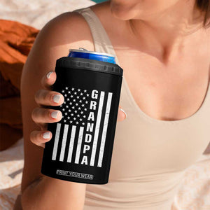 Grandpa 4 in 1 Can Cooler Tumbler Vintage American Flag Fathers Day TB10 Print Your Wear