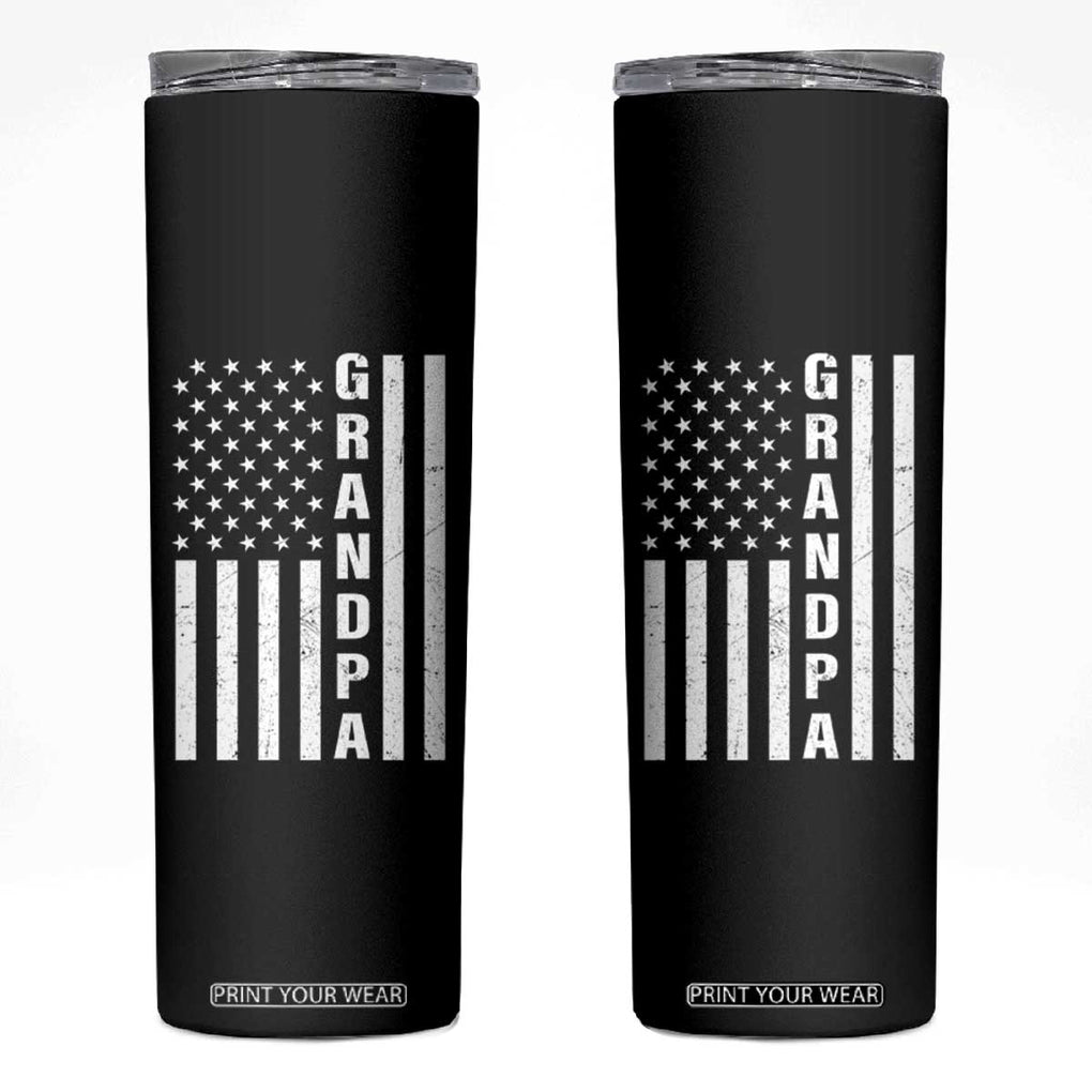 Grandpa Skinny Tumbler Vintage American Flag Fathers Day TB10 Black Print Your Wear