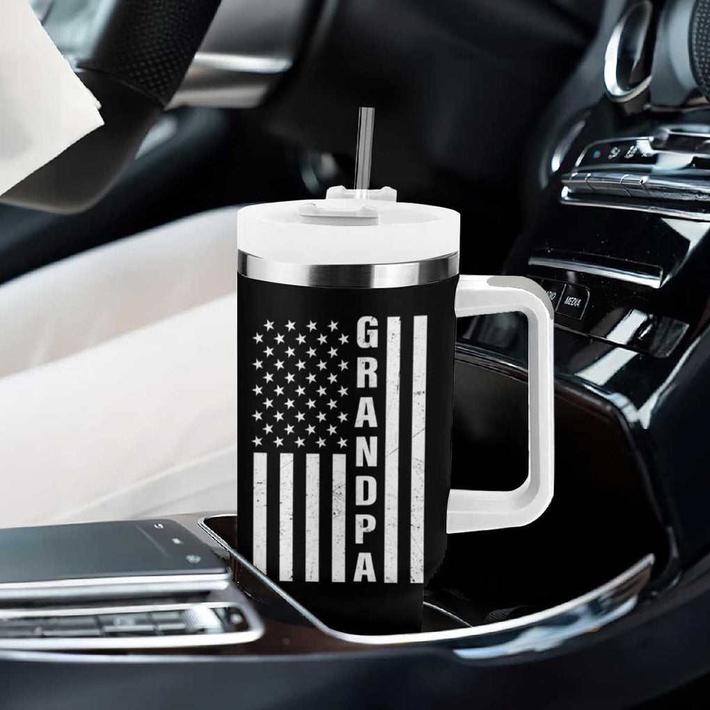 Grandpa Tumbler With Handle Vintage American Flag Fathers Day TB10 Print Your Wear