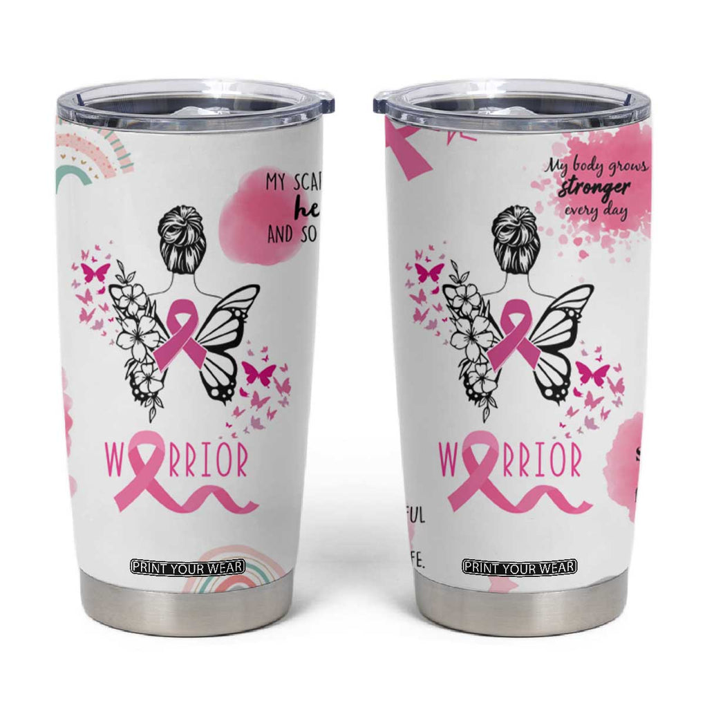 Breast Cancer Survivor Tumbler Cup With Inspirational Words Get Well Soon Gifts TB10 White Print Your Wear