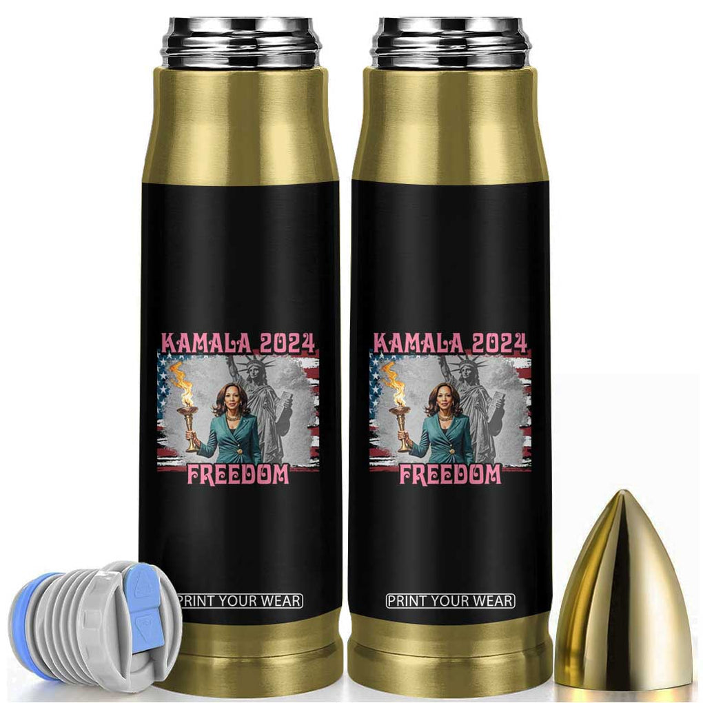 Kamala Harris 2024 Campaign Bullet Tumbler for Freedom Lady Liberty Torch American Flag TB10 Black Print Your Wear