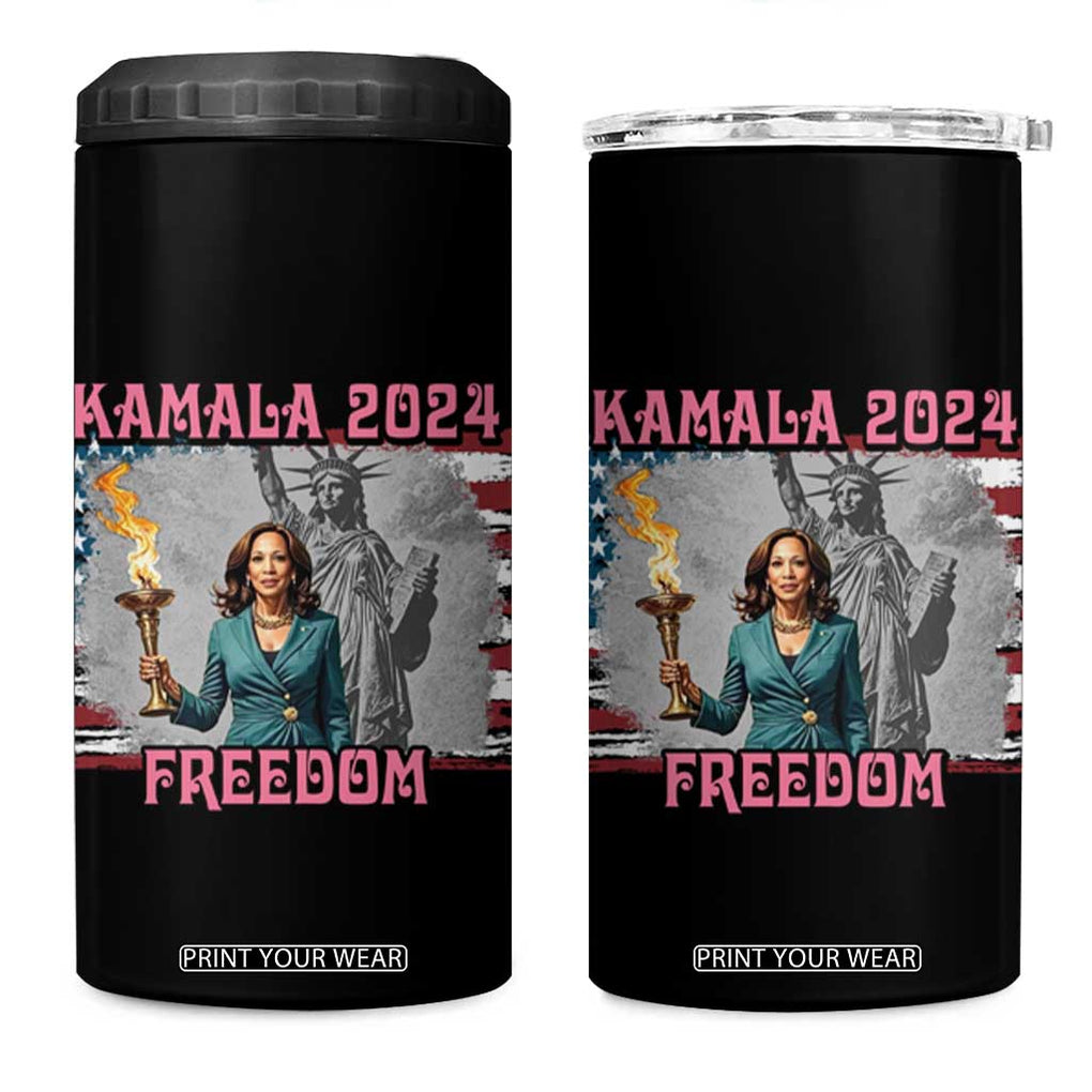 Kamala Harris 2024 Campaign 4 in 1 Can Cooler Tumbler for Freedom Lady Liberty Torch American Flag TB10 One Size: 16 oz Black Print Your Wear