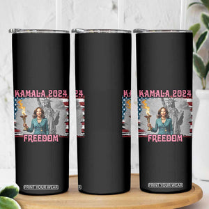 Kamala Harris 2024 Campaign Skinny Tumbler for Freedom Lady Liberty Torch American Flag TB10 Print Your Wear