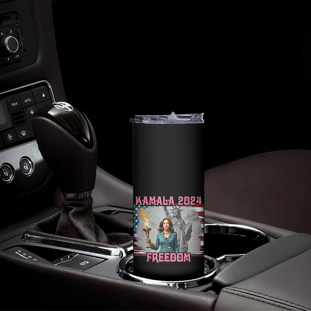 Kamala Harris 2024 Campaign Skinny Tumbler for Freedom Lady Liberty Torch American Flag TB10 Print Your Wear