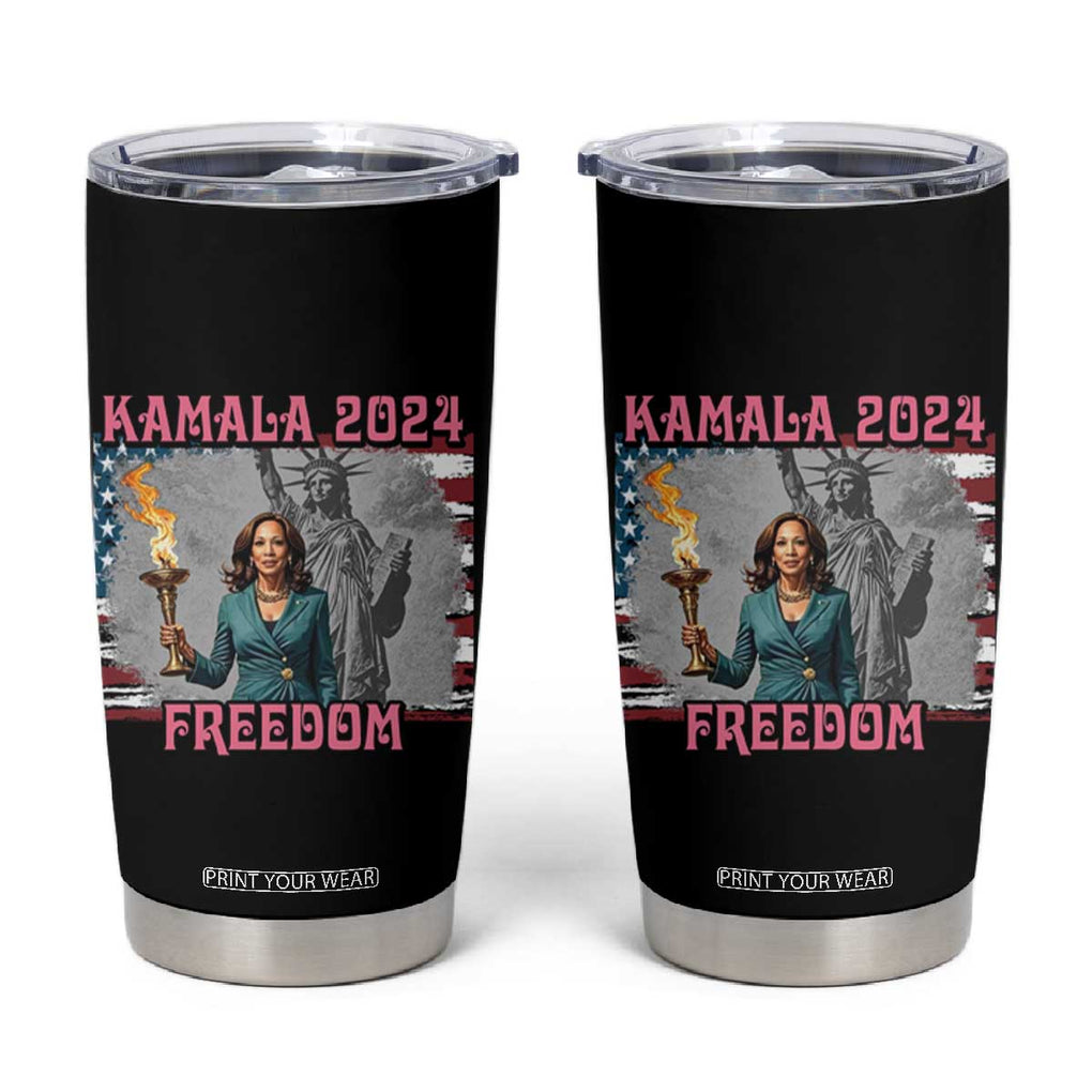 Kamala Harris 2024 Campaign Tumbler Cup for Freedom Lady Liberty Torch American Flag TB10 Black Print Your Wear