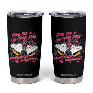 Breast Cancer Halloween Tumbler Cup Pink Ribbon Save The Boobees Boo Bees TB10 Black Print Your Wear