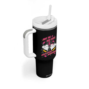 Breast Cancer Halloween Tumbler With Handle Pink Ribbon Save The Boobees Boo Bees TB10 Print Your Wear