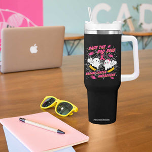 Breast Cancer Halloween Tumbler With Handle Pink Ribbon Save The Boobees Boo Bees TB10 Print Your Wear