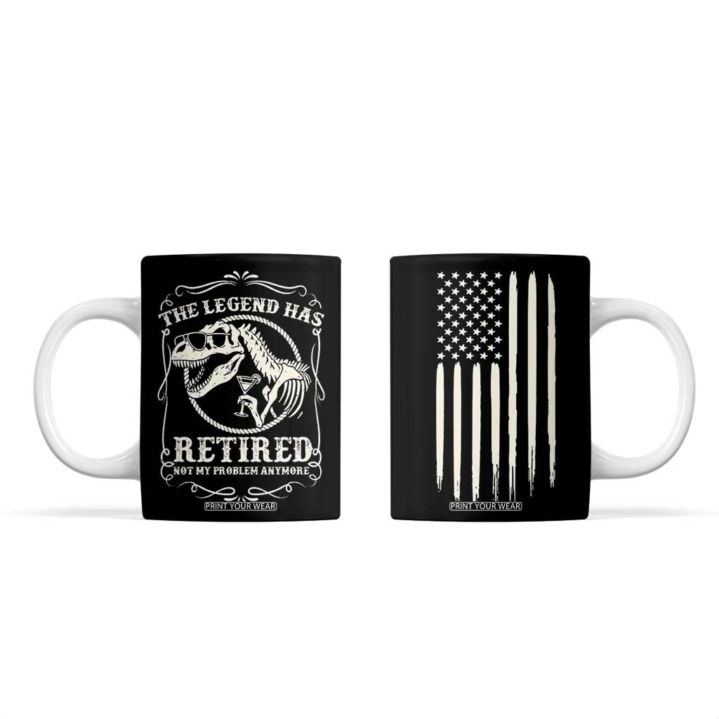 The Legend Has Retired Coffee Mug Funny Retired Retirement Gifts For Men Coworkers USA Flag TB10 Black Print Your Wear