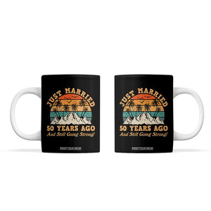 50th Anniversary Coffee Mug Just Married 50 Years Ago And Still Going Strong! Retro TB10 Black Print Your Wear