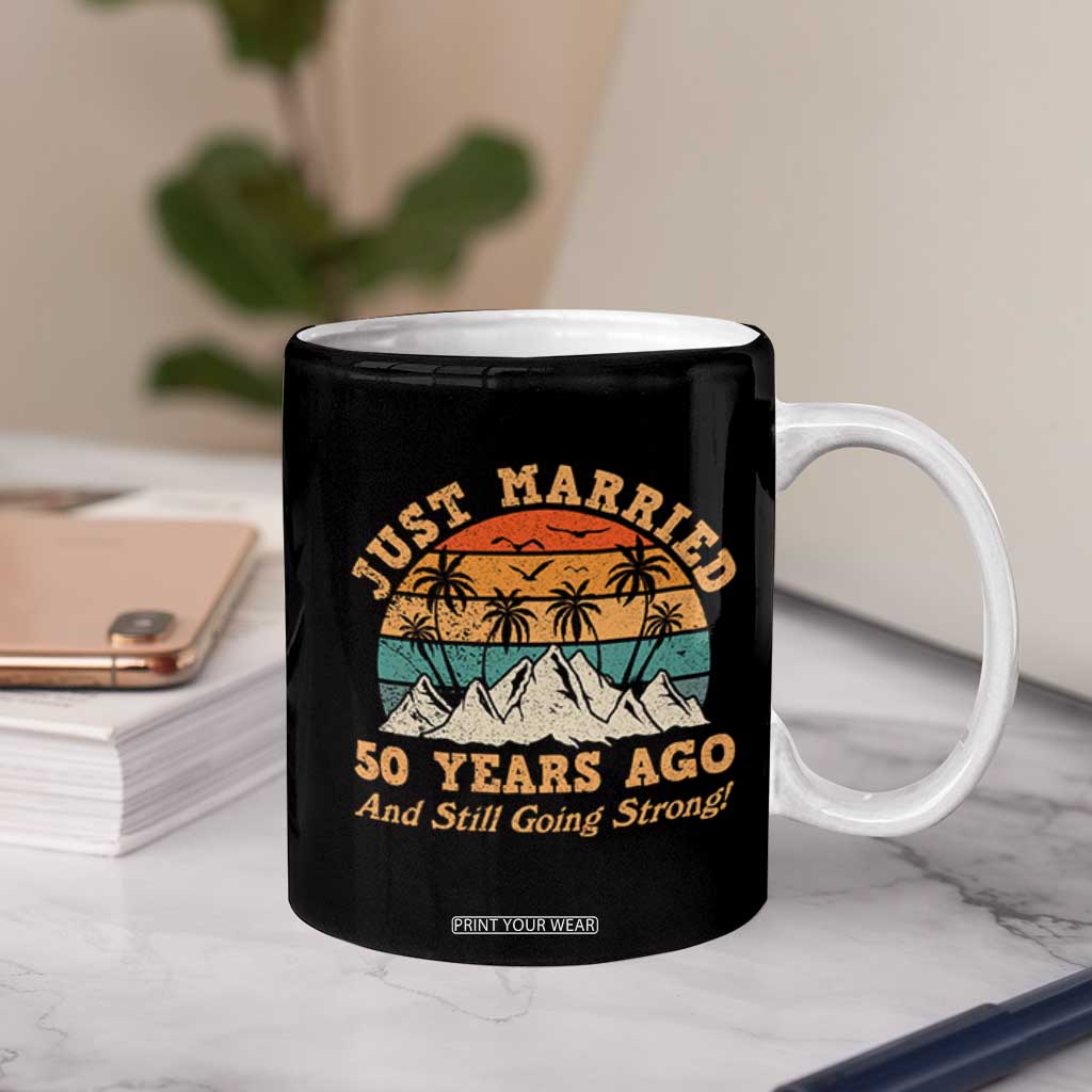 50th Anniversary Coffee Mug Just Married 50 Years Ago And Still Going Strong! Retro TB10 Print Your Wear