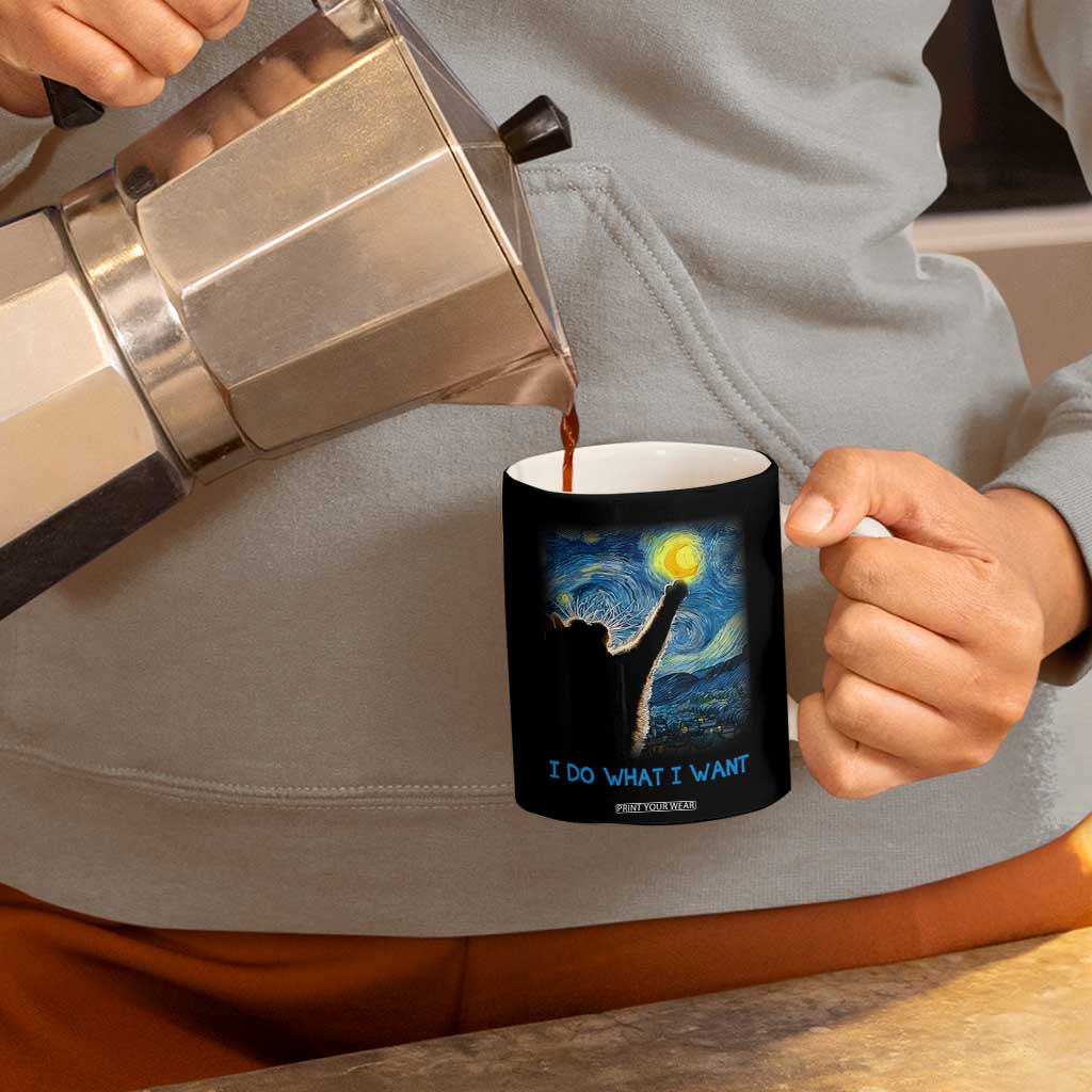 Van Gogh Cat Coffee Mug I Do What I Want Funny Cat Lover Starry Night TB10 Print Your Wear