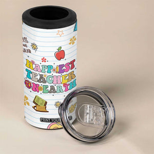 Teacher Appreciation Gifts 4 in 1 Can Cooler Tumbler Happiest Teacher On Earth Retro Groovy TB10 Print Your Wear