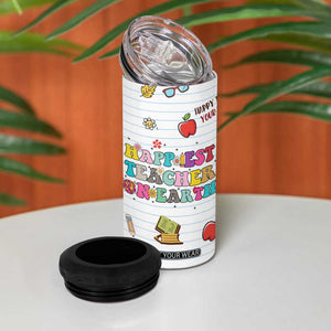 Teacher Appreciation Gifts 4 in 1 Can Cooler Tumbler Happiest Teacher On Earth Retro Groovy TB10 Print Your Wear