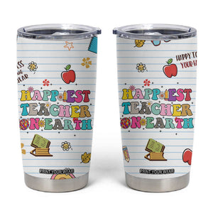 Teacher Appreciation Gifts Tumbler Cup Happiest Teacher On Earth Retro Groovy TB10 Black Print Your Wear